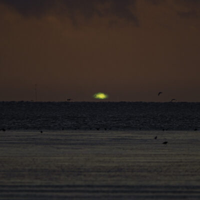 Grüner Blitz bei Sonnenuntergang, Copyright Stephan Siemon